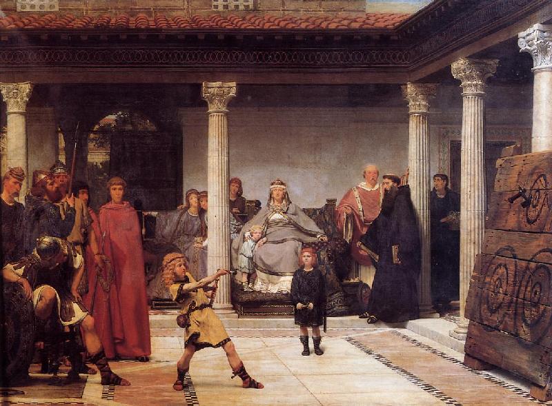 Sir Lawrence Alma-Tadema,OM.RA,RWS The Education of the Children of Clovis Sweden oil painting art